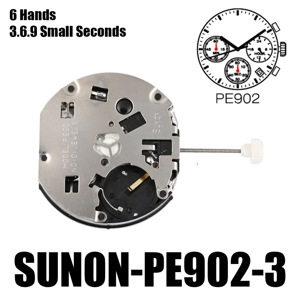 PE902 movement sunon PE90 movement A cheap replace for VD53C movement 3Eyes ＆Date Small Chrono Second ＆ Minute,24Hour