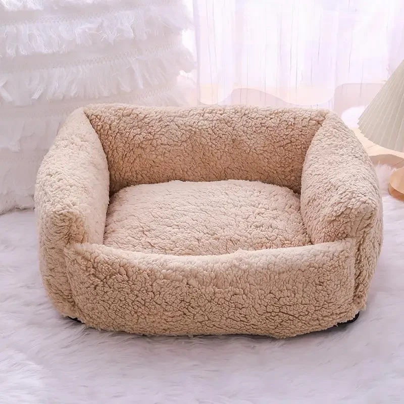 Neues, vollständig waschbares Katzennest für den Winter mit extra Wärme, Hundest mit Fleece, Lammwolle, Fußmassage, Sofakissen, Hundezubehör