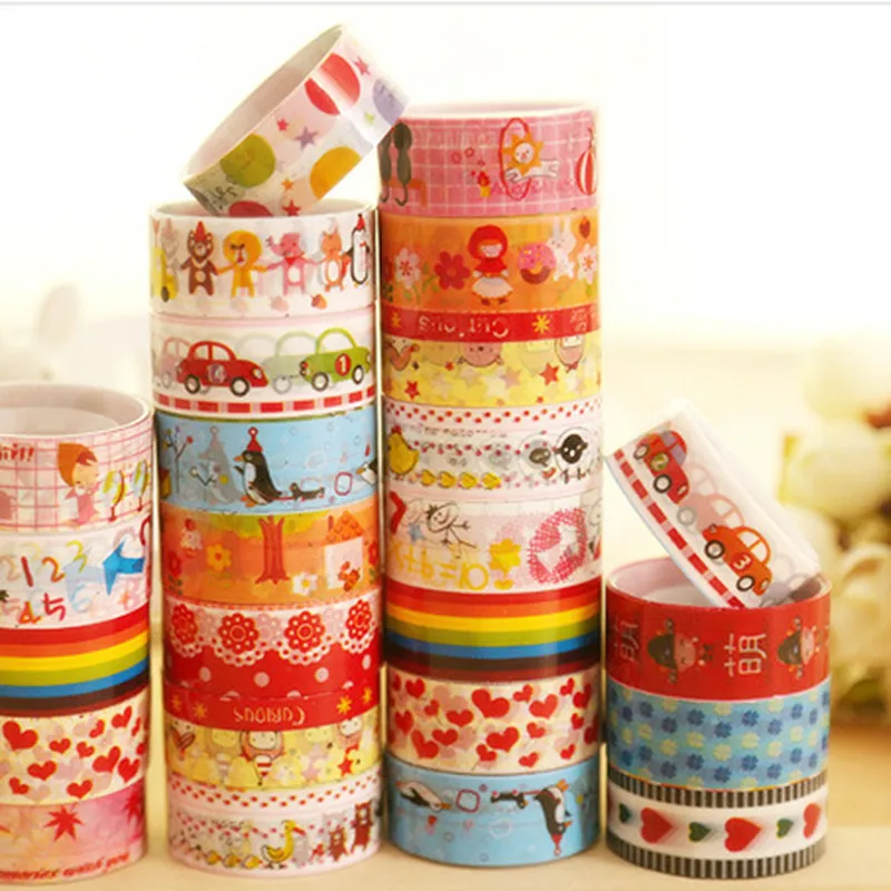 NEW 2pcs  Decor Cute Flower Hearts and Lips Eco Paper Valentine Washi Tape for Scrapbooking Journaling Masking Tape Stationery