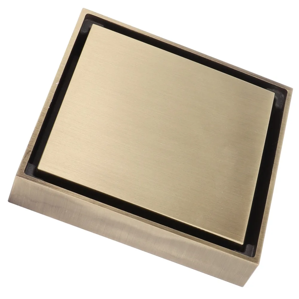 Square Shower Floor Drain 10x10cm/3.9x3.9in Antique Bronze Color Floor Drain Invisible Brass Material Floor Drain Strainer