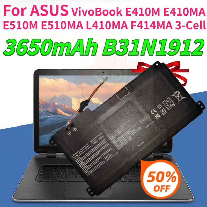 2027 New 3650mAh B31N1912 Laptop Battery for ASUS E410M L410MA E410MA E510M E510MA L410M L410MA-DB02 E410MA4210 C31N1912 Battery