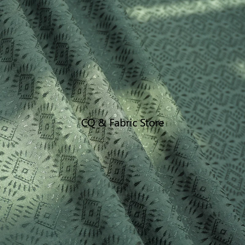 

Хлопковое шелковое темно-зеленое этническое квадратное жаккардовое платье из искусственного шелка в стиле ретро, платье Cheongsam Hanfu шириной 150 см