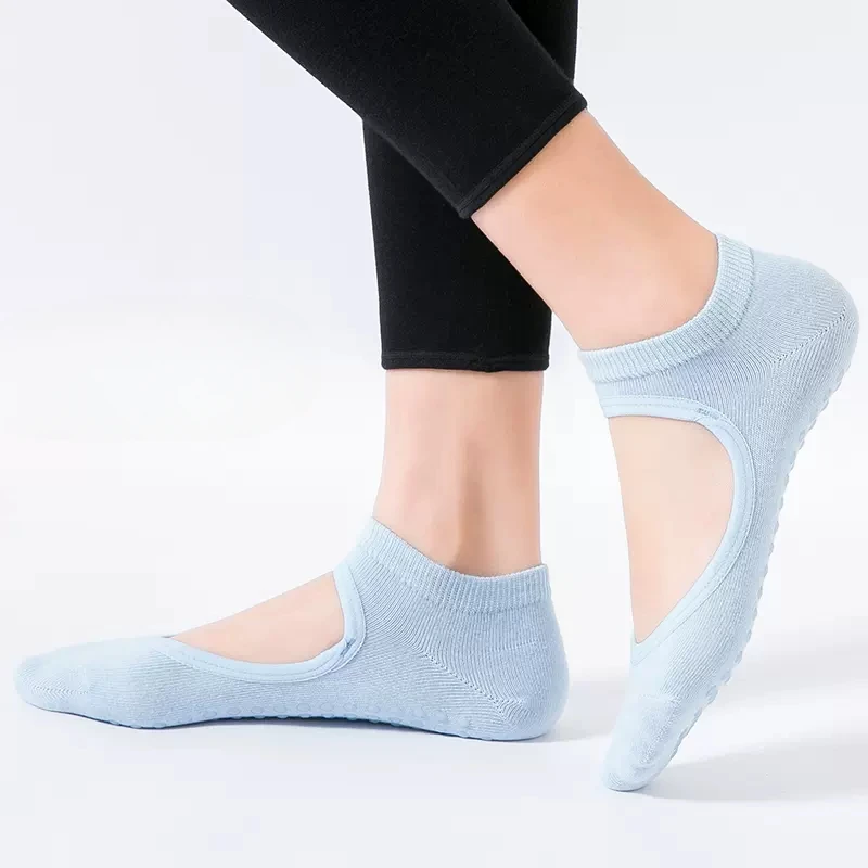 Silicone Non-slip Yoga Socks Backless Breathable Cotton Indoor Dance Sports Socks Casual Solid Color Professional Pilates Socks