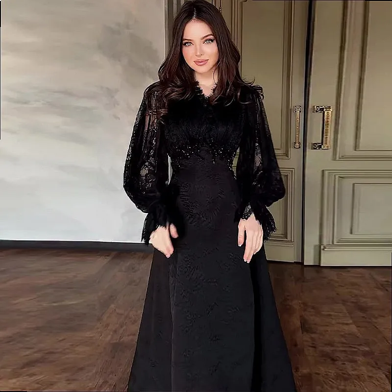 Elegant V Neck Slim Waist Puff Sleeve Dress Fairy Dresses Spring Summer 3