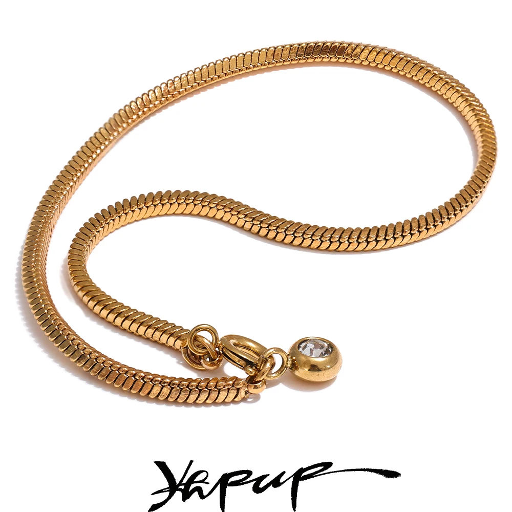 Yhpup Fashion 316l Roestvrij Staal Prachtige Ketting Armband Voor Vrouwen 18K Goud Kleur Pvd Plated Metalen Chique Sieraden Cadeau