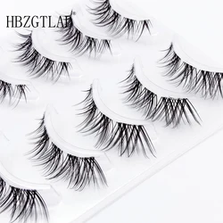 Invisible band Lashes 5 Pairs 3D Faux Mink Lashes Natural short Transparent Terrier Lashes Clear Band Soft Eyelashes Extension