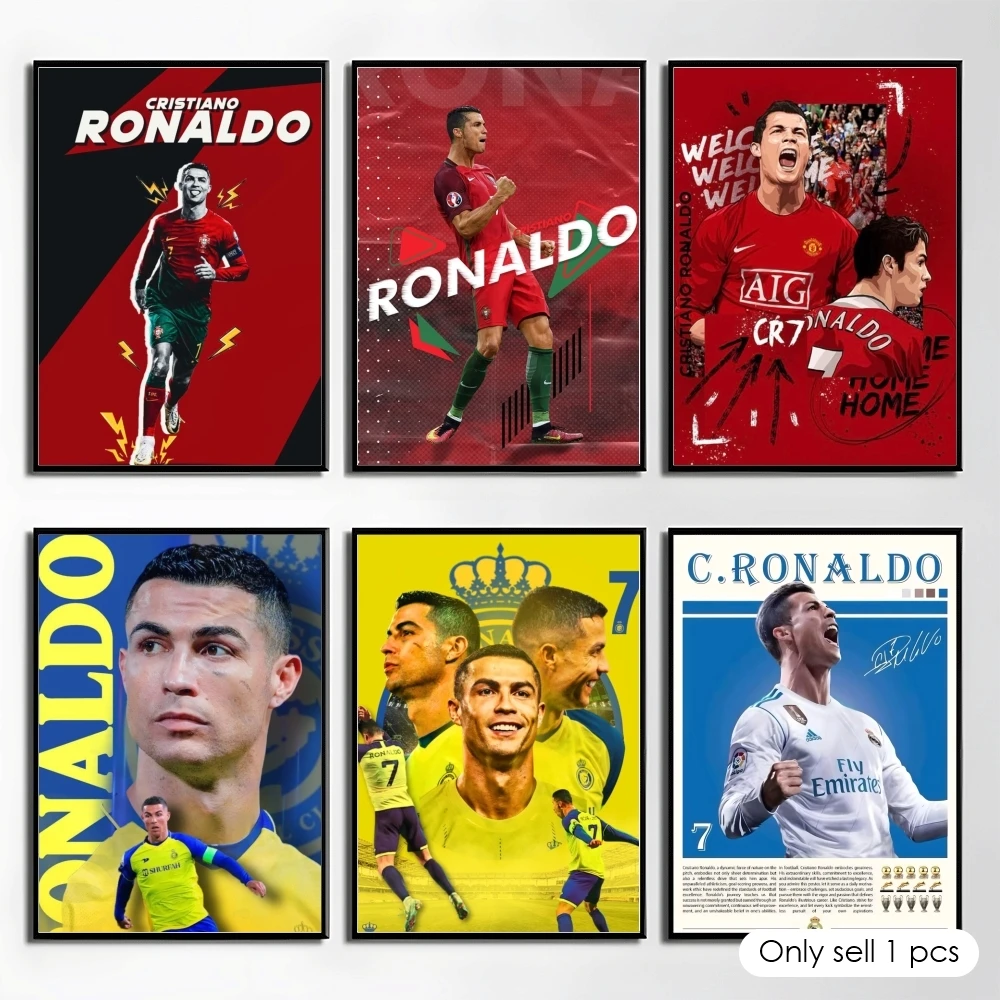 Portugal Super Football Star CR7 Poster Self Adhesive Wall Stickers Removable Room Decor Aesthetic Space Murals Fancy Gift