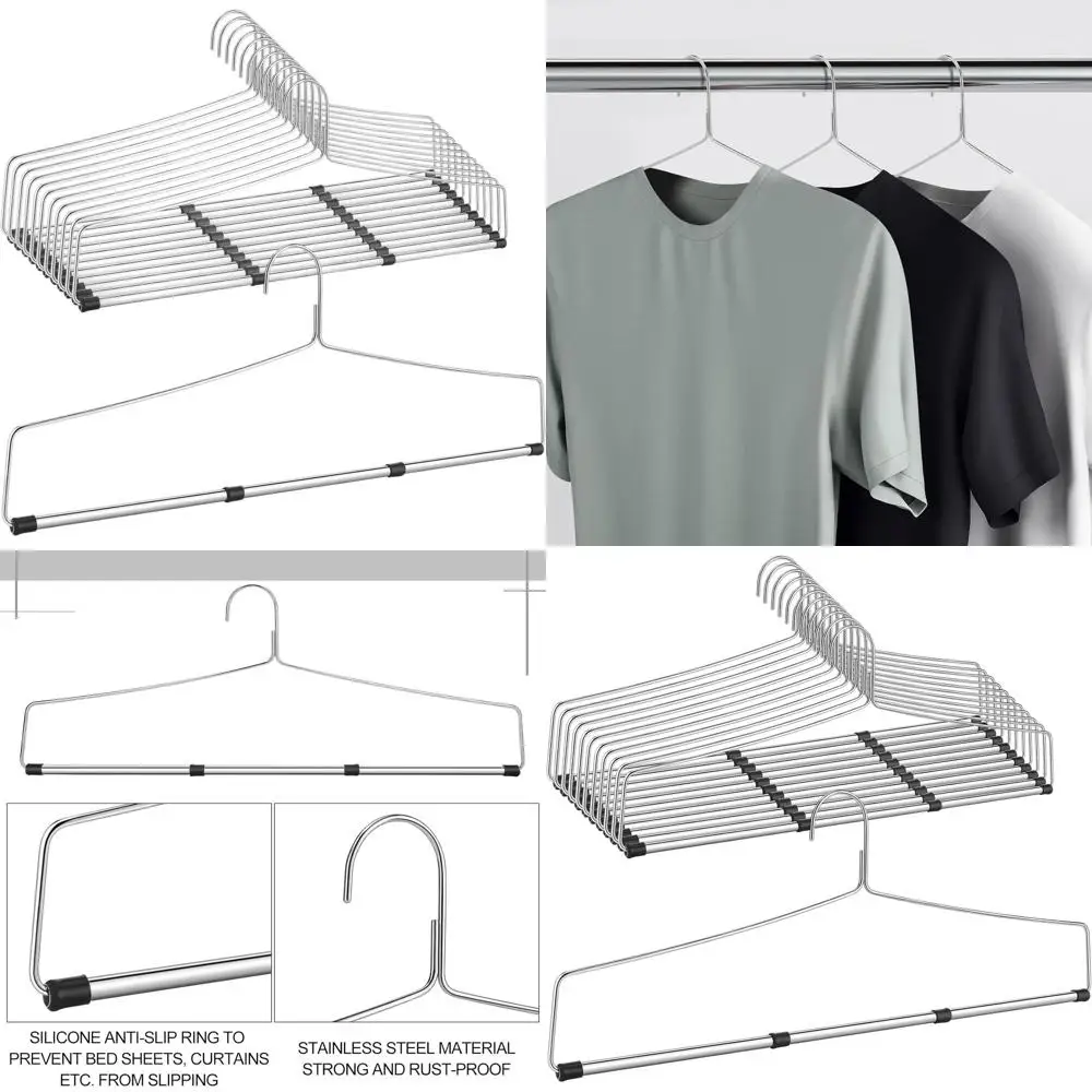 

22-дюймовые сверхпрочные металлические вешалки для покрытий с противоскользящими резиновыми рукавами для одеял и скатерти, серебристые