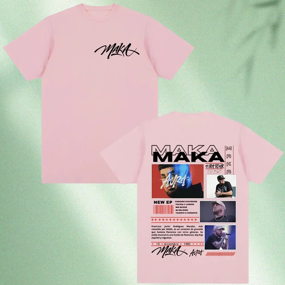 Rap singer Maka Aura 2025 Tour Merch Men's and Women's Fashion Retro Street T-shirt Casual Short Sleeve T-shirt Street Cool