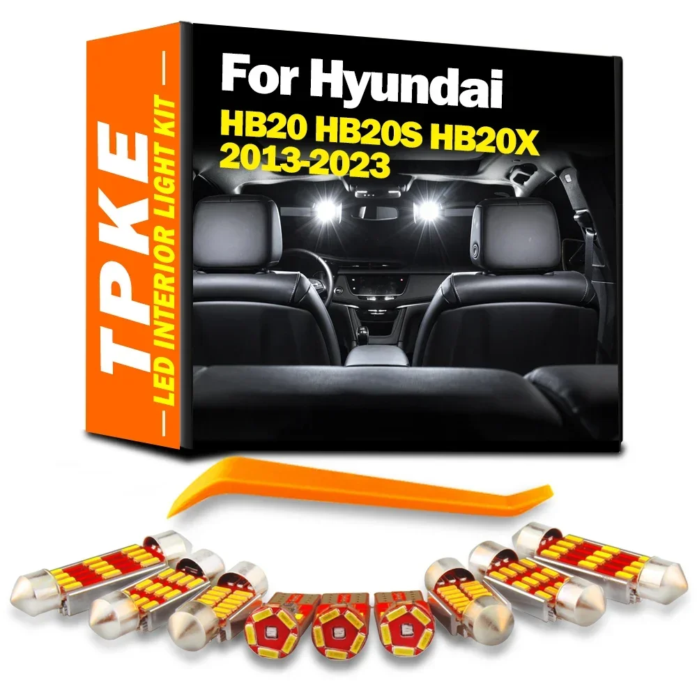 TPKE 11Pcs For Hyundai HB20 HB20S HB20X 2013 2014- 2018 2019 2020 2021 2022 2023 Indoor Car Bulb LED Interior Map Dome Light Kit