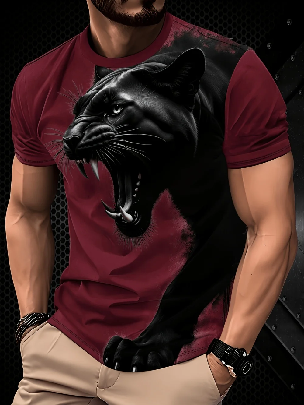 Neue Sommer-Mode Herren T-Shirt O-Ausschnitt Kurzarm-Oberteil Coole Leoparden 3D-Druck Herren T-Shirts Streetwear Herrenbekleidung – Detail 7