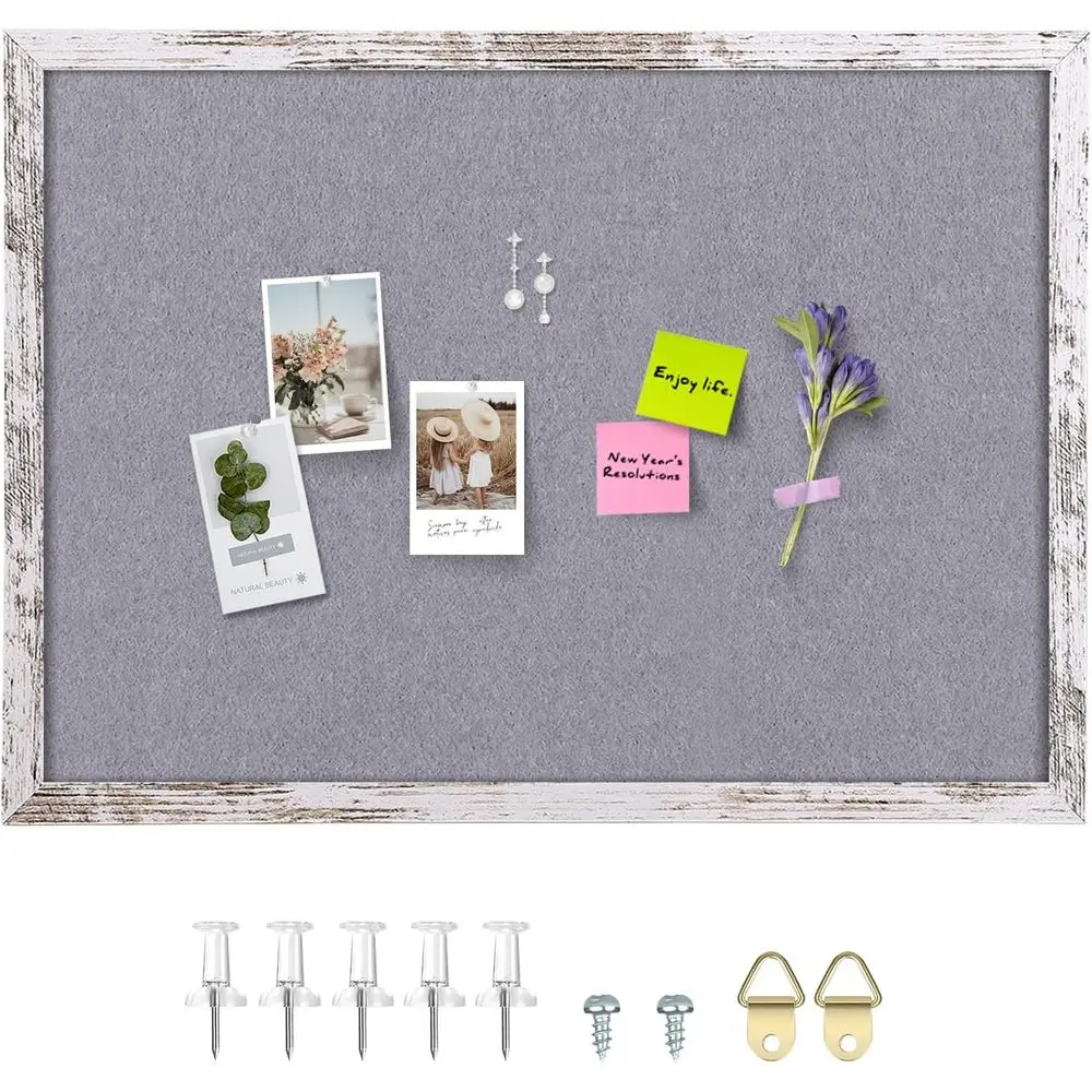 

Доска объявлений в деревенском стиле, белая, в рамке, 35,4 x 23,6 дюйма, декоративная настенная доска для дома, офиса, школы (6090, белый, 1 шт.)