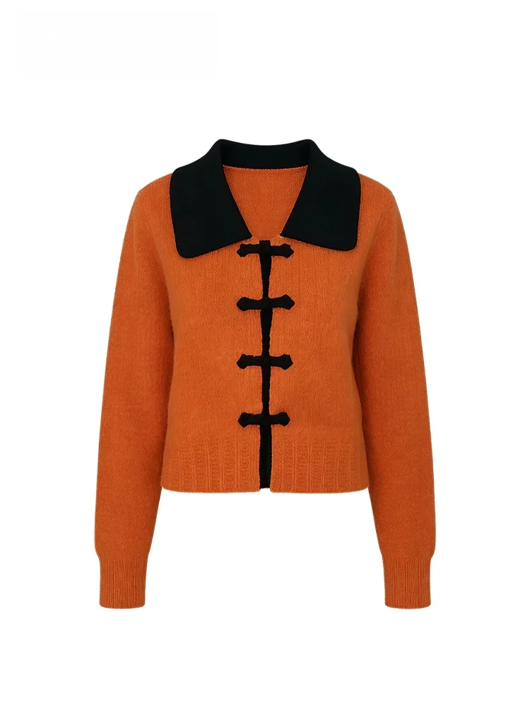 

New Chinese Sle Long Sve Sweater Women's Winter Casual plus Size Sister Button up Versatile Top Large Size Knitted Wool