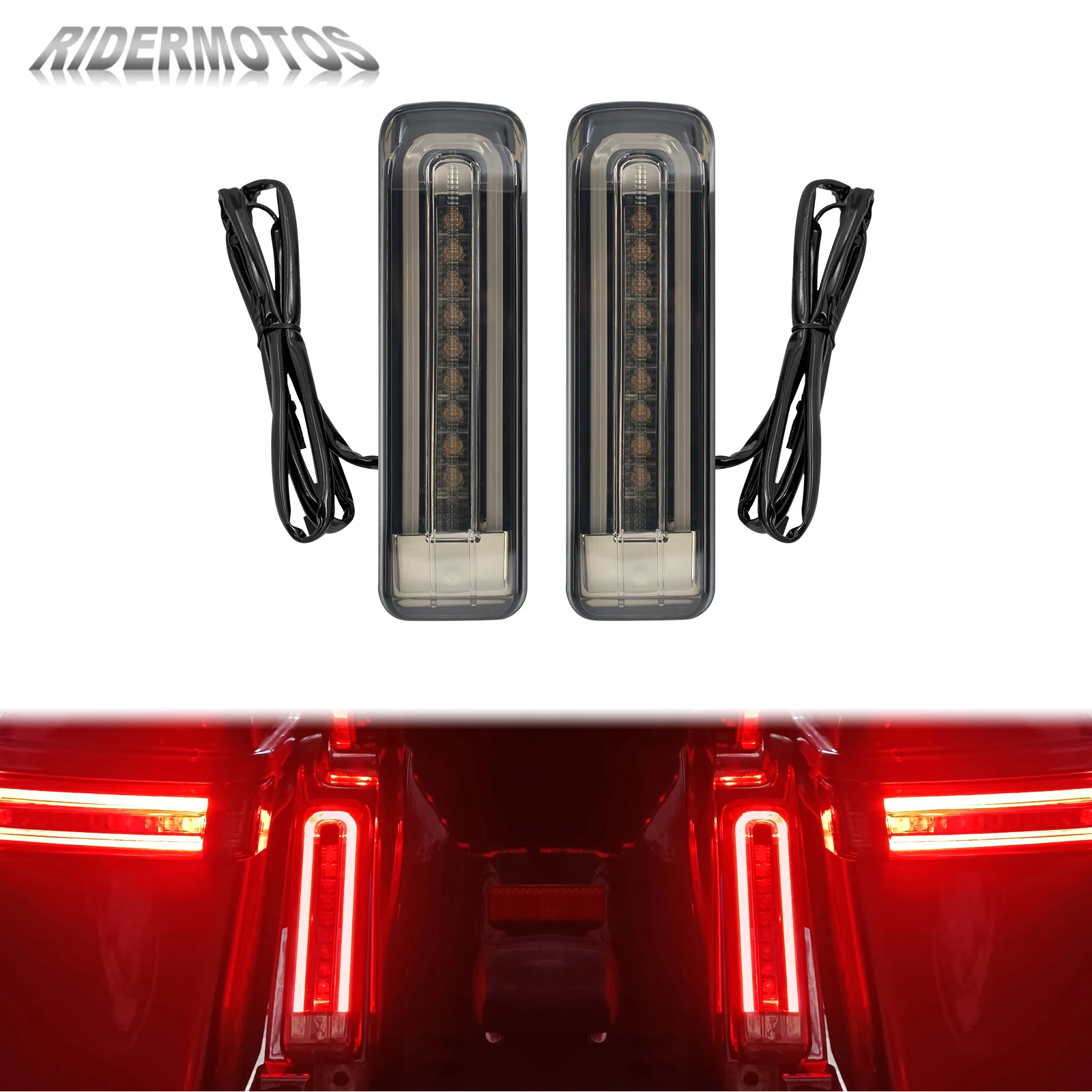 

Motorcycle LED Support Filler Inserts Lights For Harley Touring FLHXSE FLHR FLTRX 2014-UP Saddlebag Side Turn Signal Brake Lamps