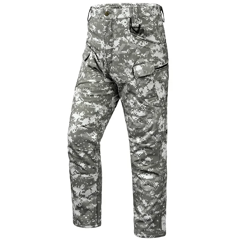 Hot Knee Double Layer Thickened Winter Men Multi Pocket Camouflage Waterproof and Windproof  Assault Pants