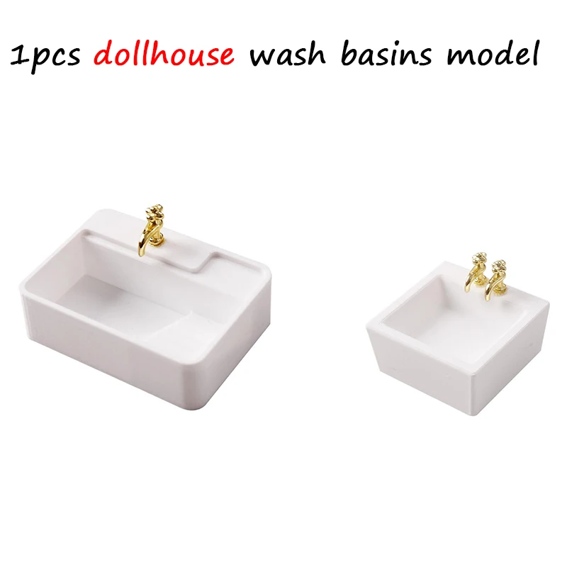 1/12 Dollhouse Bathroom Wash Basins Sinks Model Dollhouse Bathroom Furniture Decoration Dolls House Home Accessories