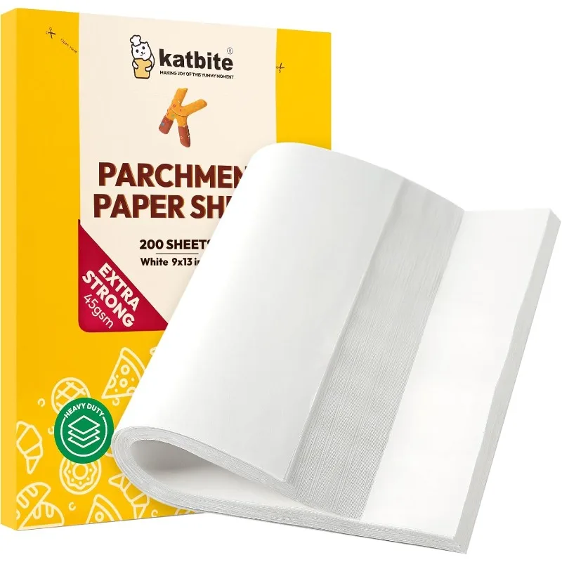 

Katbite 200Pcs 9x13 inch Heavy Duty Parchment Paper Sheets, Precut Parchment Paper for Quarter Sheet Pans Liners, Baking Cookies