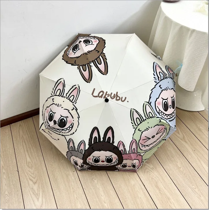 Cartoon Labubu Full-Automatic Umbrella Umbrella Sunscreen Anti-Ultraviolet Vinyl Folding Umbrella To Give Gifts