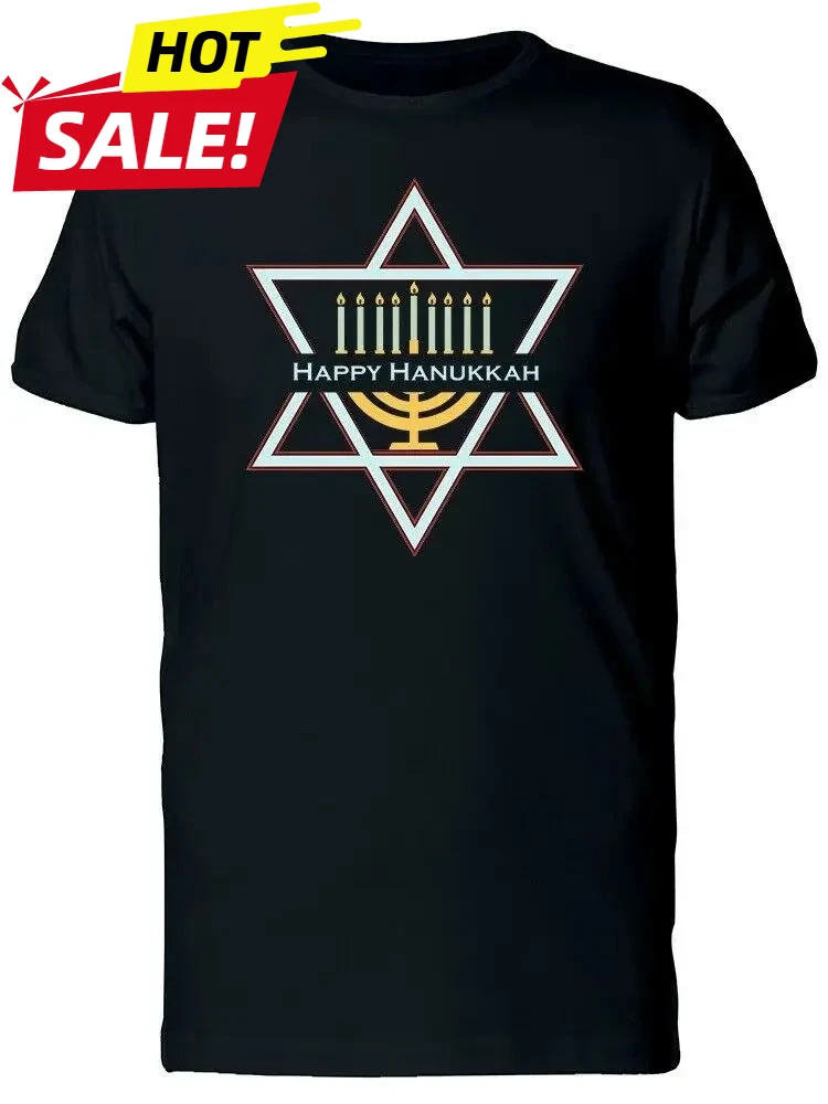 Happy Hanukkah Star of David Design T-Shirt 100% Cotton O-Neck Short Sleeve Casual Mens T-shirt Size S-3XL