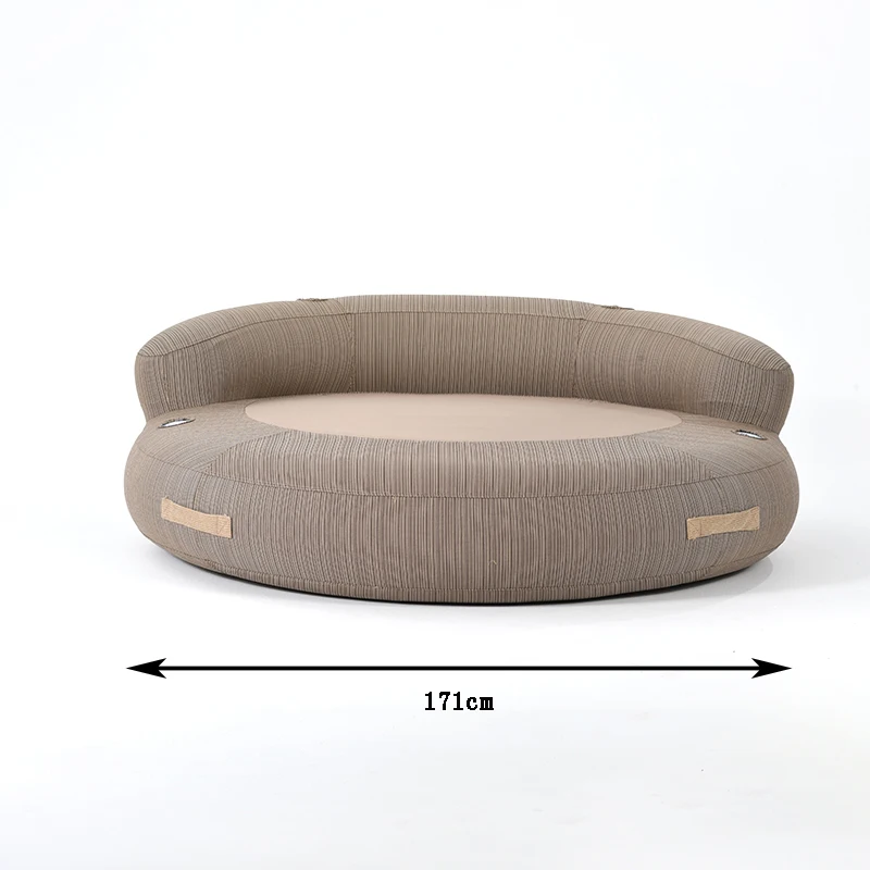 Modern Round Portable Inflatable Sofa Chair Lounge With Olefin Fabric Cover Foldable Massage Feature For Outdoor Living Room