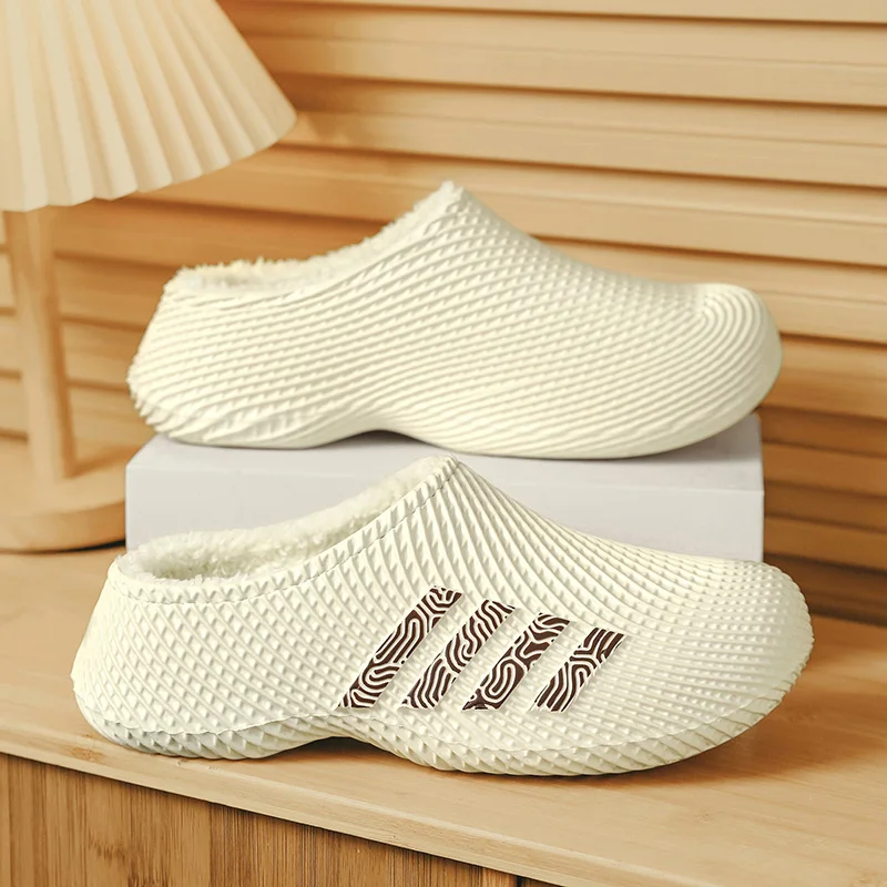 Men Kitchen Shoes Water-proof Oil proof Warm Lining Sandal Outdoor Garden Clog Slippers Non-slip Plush Winter House Slippers