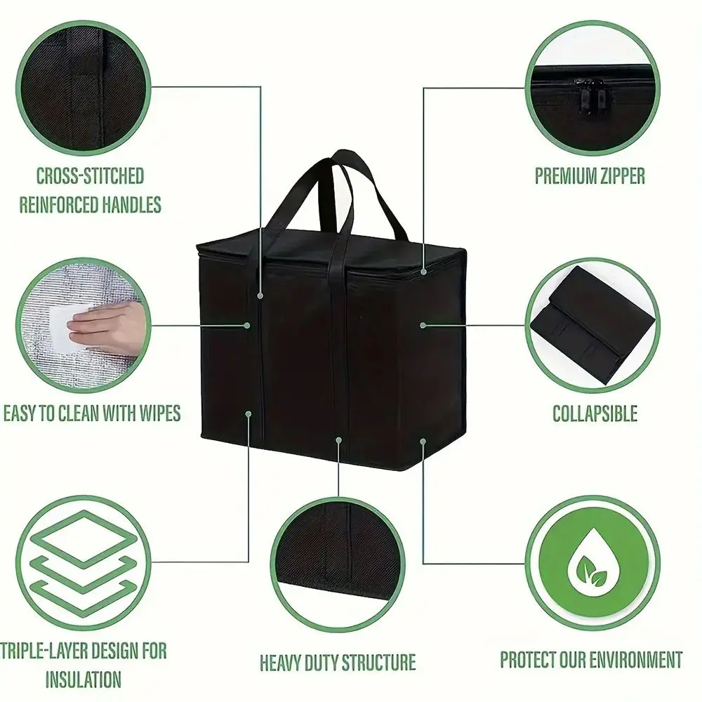 1Pcs New Large Capacity Insulated Bag Portable 40L Tin Foil Food Bag Zipper Refrigerated Bag Picnic Camping