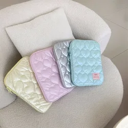 Korean Heart Laptop Bag Y2k Bow Knot Laptop Tablet PC Storage Pouch Women Cosmetics Organizer Bag Students Stationery Pouch