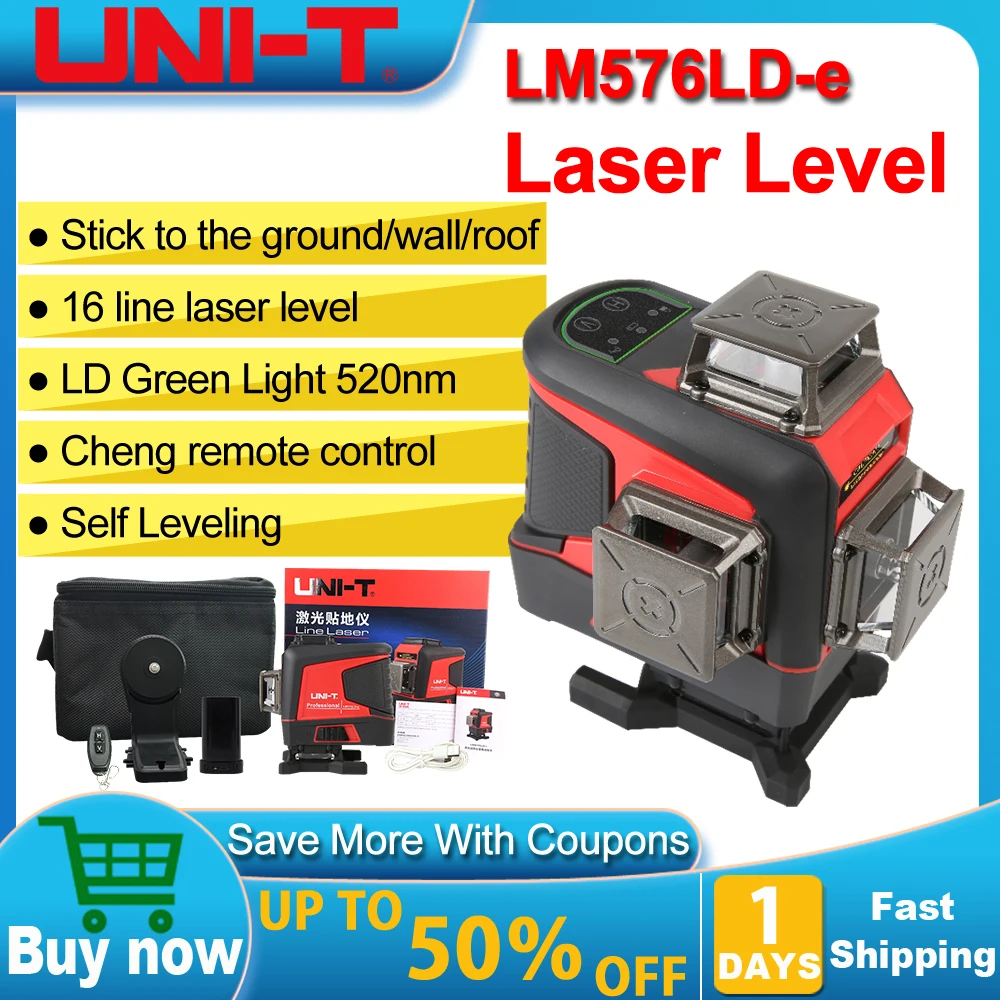 UNI-T LM576LD-e 16 Lines Laser Level Tool Professional 360 Laser Leveling Instrument Laser Level Meter Green Light Level