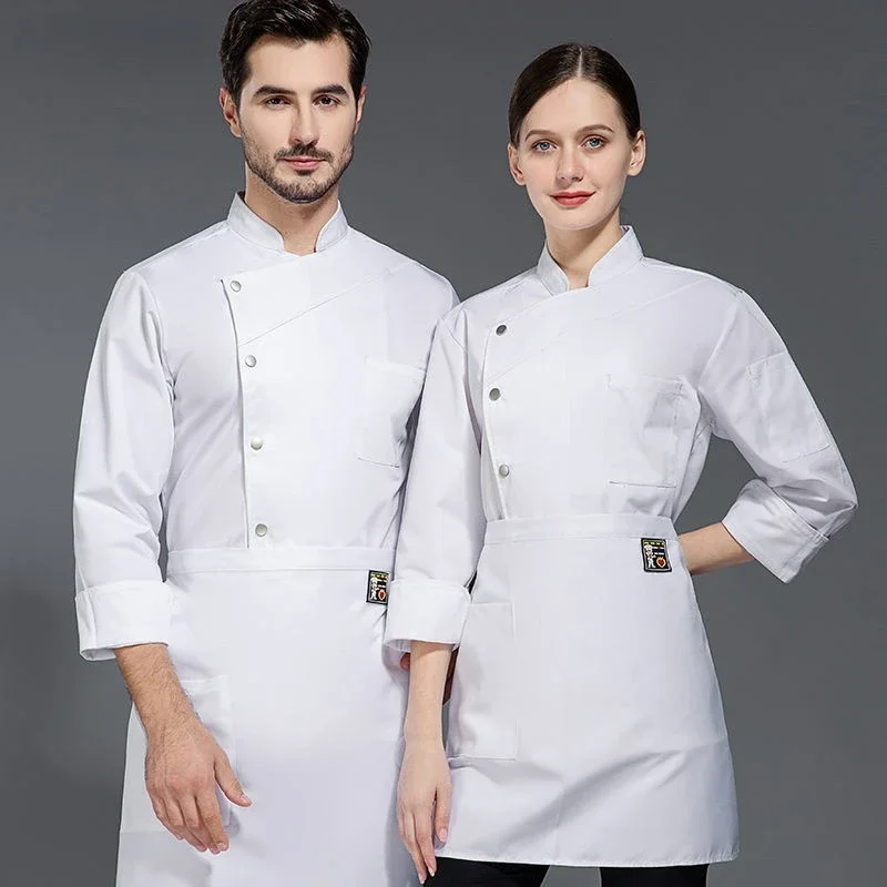 Unisex Pizza Chef Uniforme, Restaurante Camisa, Kitchen Baker, Jaqueta, Chapéu, Avental, Cozinheiro, Roupas de trabalho, Restaurante, Curto, Manga comprida, Homens, Mulheres, Garçom