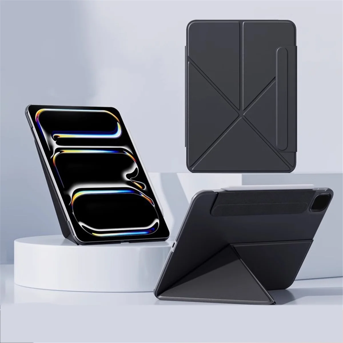 aabfk-for-ipad-case-with-pen-slot-holder-double-sided-clip-protective-cover-thin-and-light-13inch-for-ipad-pro-2024-white