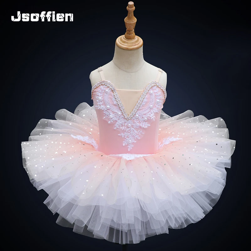 

Kids Ballet Dress Sequins Professional Tutu Ballerina Dance Wear Girls Swan Dance Costume Pancake Birthday Princess Dresses