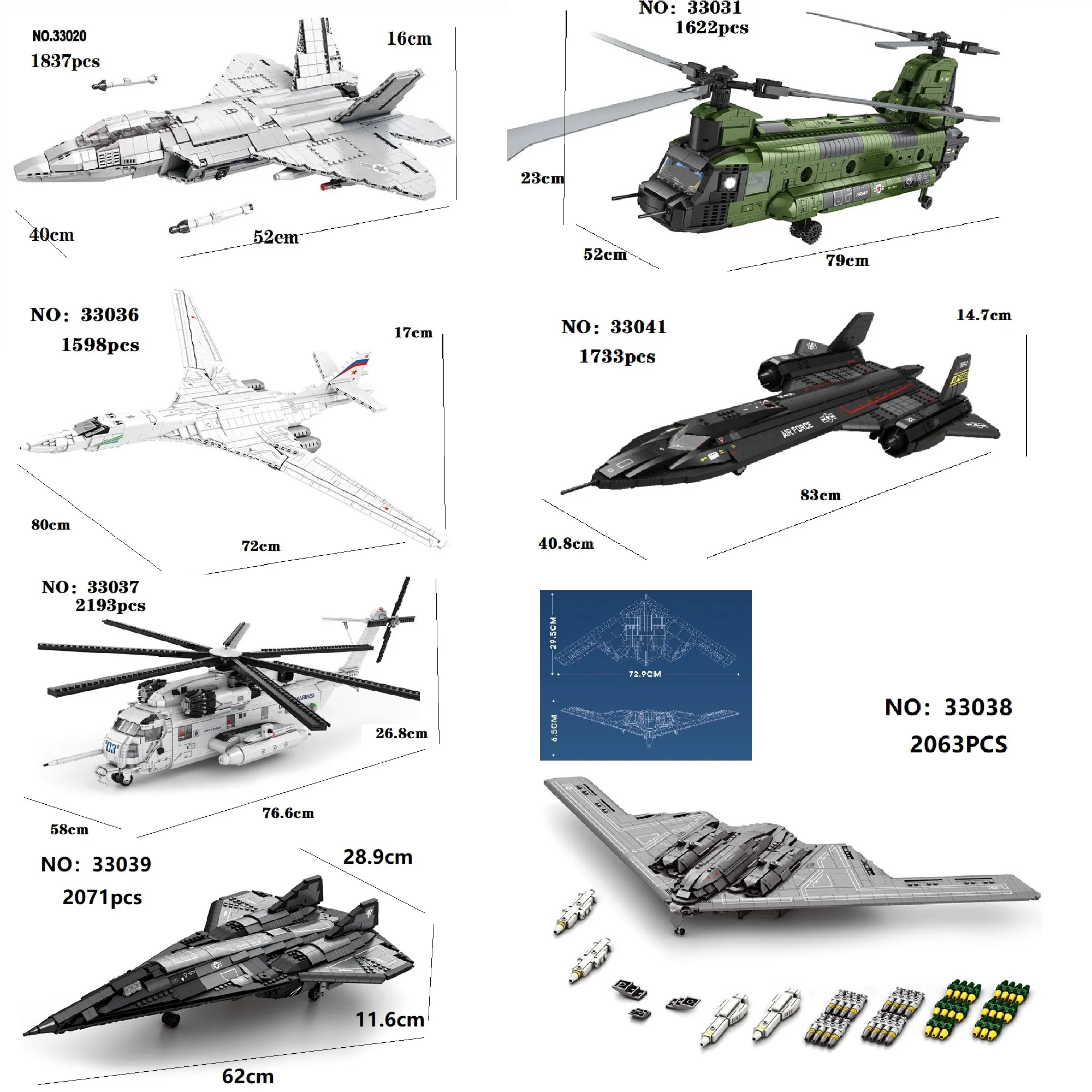 Various military fighter jet building blocks assembly, combat helicopter model building blocks, airplane bricks toy gifts