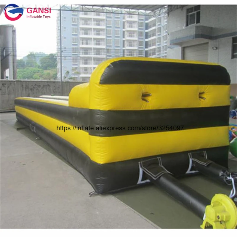 Children Playground Inflatable Bungee Sport Gane 10M Long Inflatable Bungee Running Race With 2 Lanes