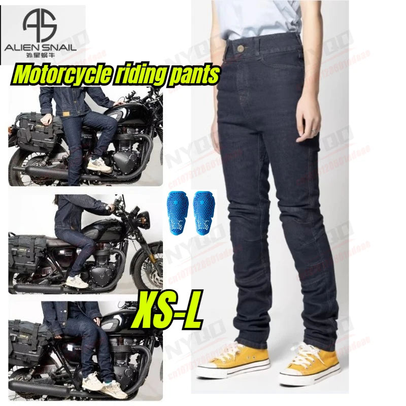 

Women Motorcycle Jeans Upgrade Silicone Protector Detachable Racing Road Rider Four Seasons Casual Fashion Moto Pants