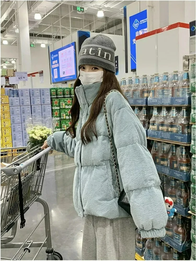 Winter Hot Sale Of The Season Women's Thickened Corduroy Jacket Short Style Bread Shape College Style Outerwear Korean System-19