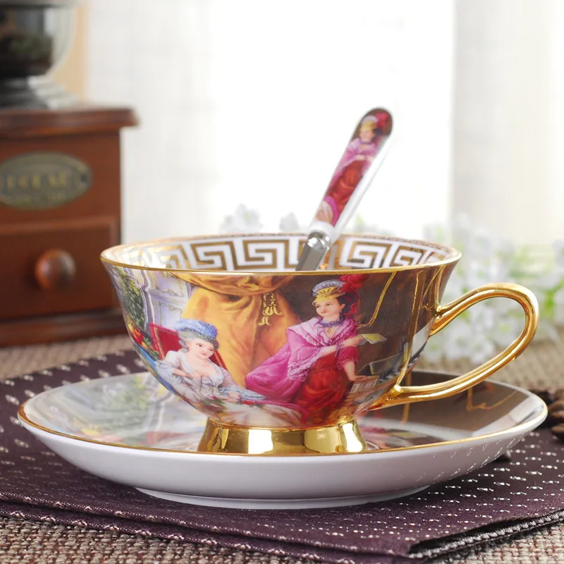 Europeu osso china xícara de café porcelana do vintage xícara de café porcelana britânica xícara de chá da tarde e pires escritório drinkware