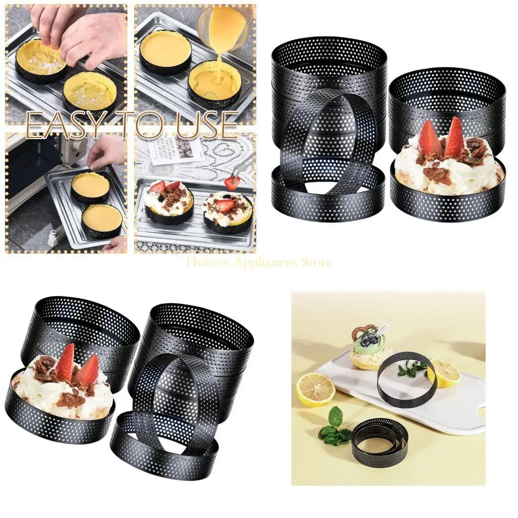 D0AB 8 قطع حلقات كيك احترافية مع فتحات تهوية قالب موس غير لاصق 3.94 بوصة #1