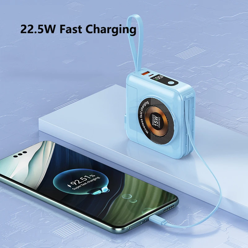 20000mAh Magsafe Power Bank With Removable Cable AC Plug Wall Charger 22.5W Fast Charging for iPhone 16 Xiaomi Samsung Powerbank - Image 5