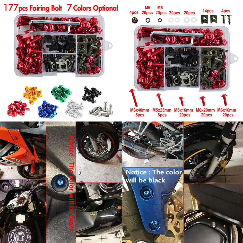 

177PCS Motorcycle Complete Fairing Bolts Screw CNC Full Fairing Bolts Kit Screws Nuts For Kawasaki Z900 Z750 Z800 Z650 Z1000