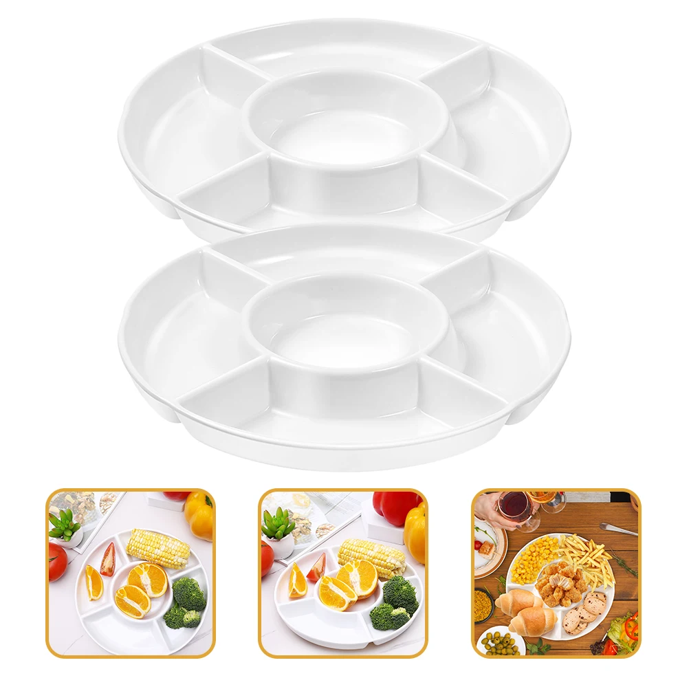 

2Pcs 5 Compartment Hot Pot Serving Tray Modern Food Tray for Family Dinner Party Restaurant Use Snack Dessert Appetizer Platter