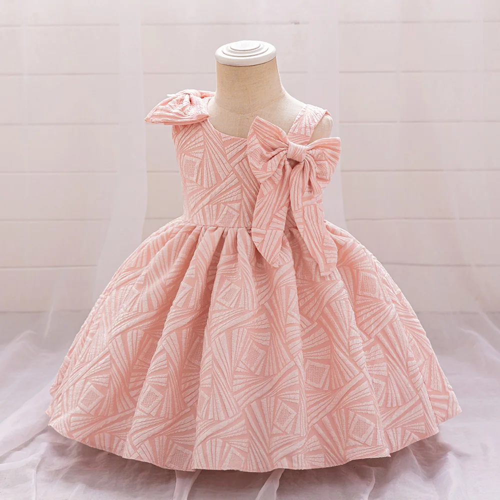 Pink Baby Girl Clothes Pageant 1st Birthday Dress For Kids Bow Wedding Princess Ceremony Baptism Party Gown Costume Vestidos