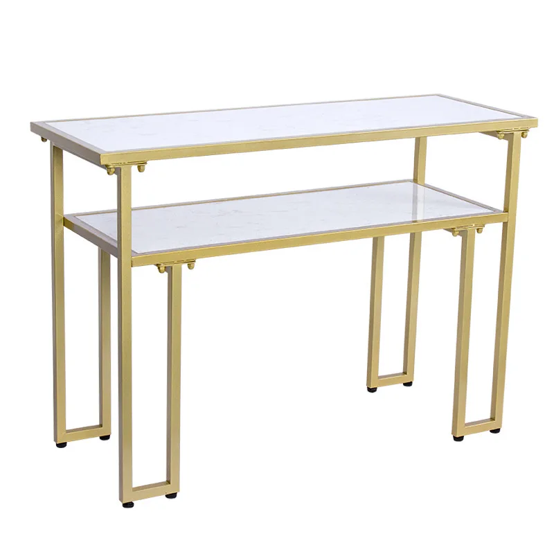 

Nordic table and chair combination Internet celebrity wrought iron four-person manicure table and chair, marble manicure table