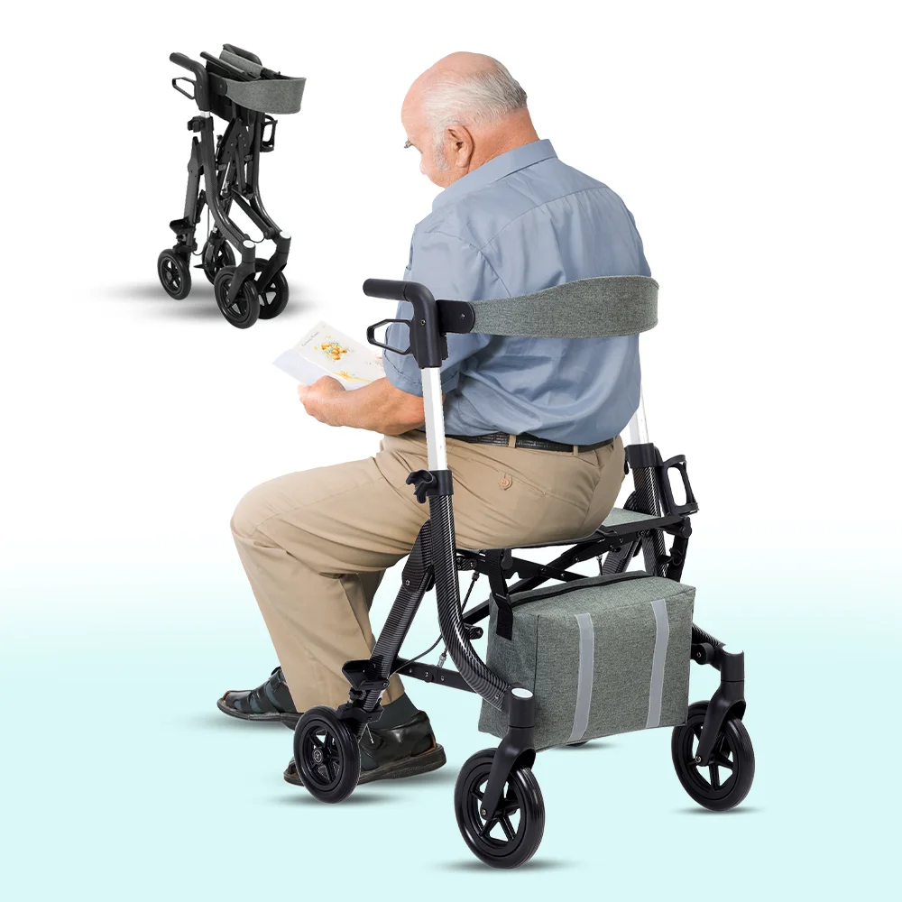 Andador Eléctrico Plegable Médico, Andador Plegable para Adultos Mayores, Ayudas para Caminar Plegables para Personas Mayores