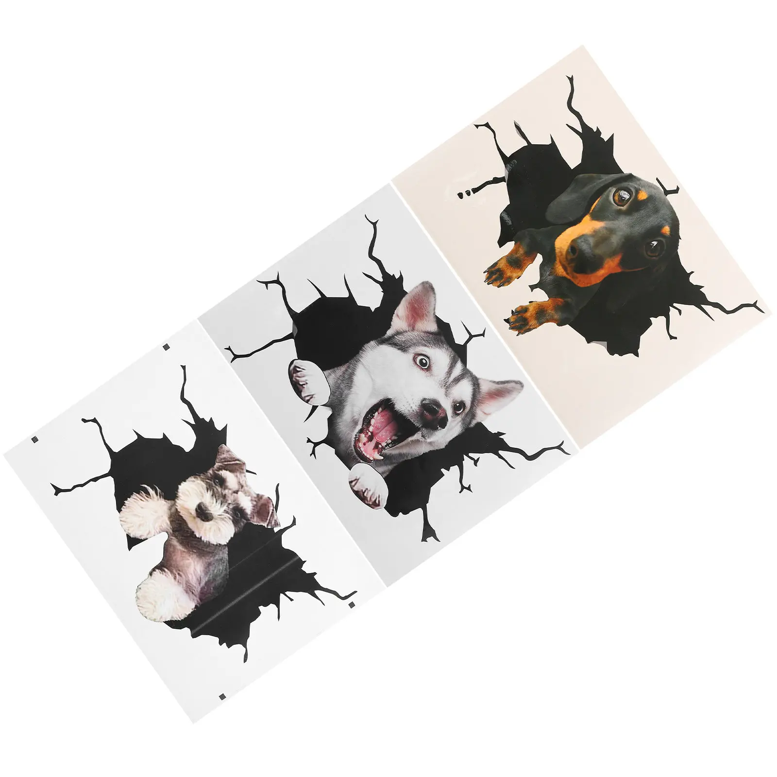 

3pcs Car Window Stickers 3D Dog Pattern Decorative PVC Exquisite Adorable Stickers for Vehicle Wall Door Scrapbook Car Decor