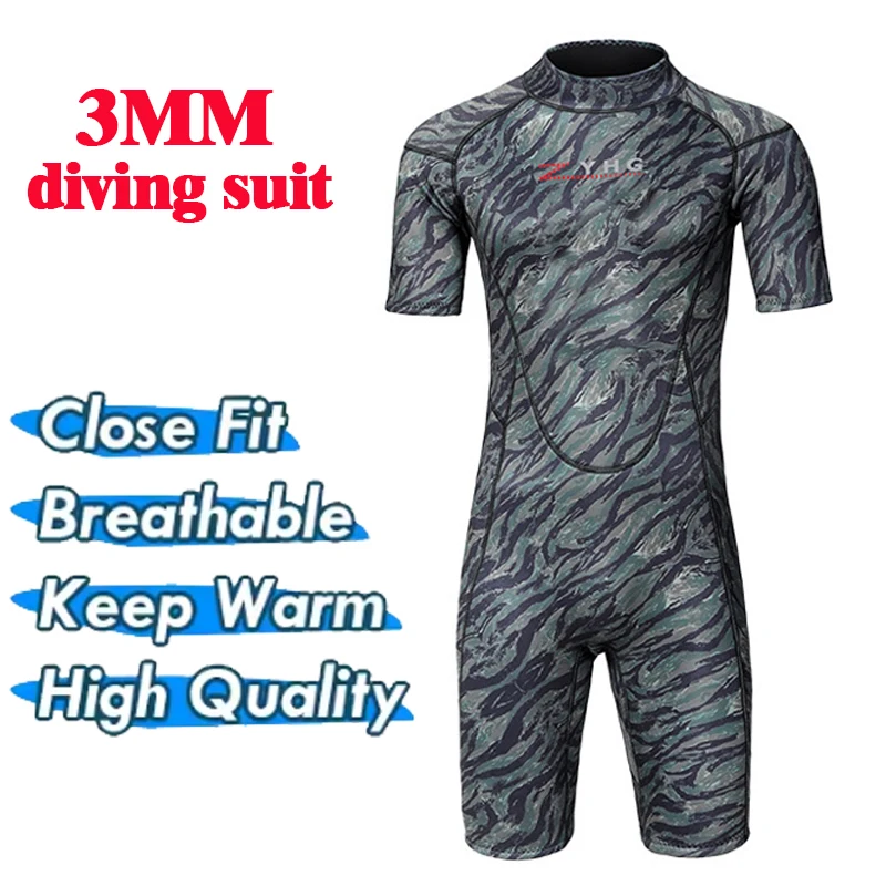 

New 3mm Neoprene Wetsuit Men Scuba Diving Suit for Snorkeling Spearfishing Swimsuit Surfing Sunproof One Piece Set Swimsuit
