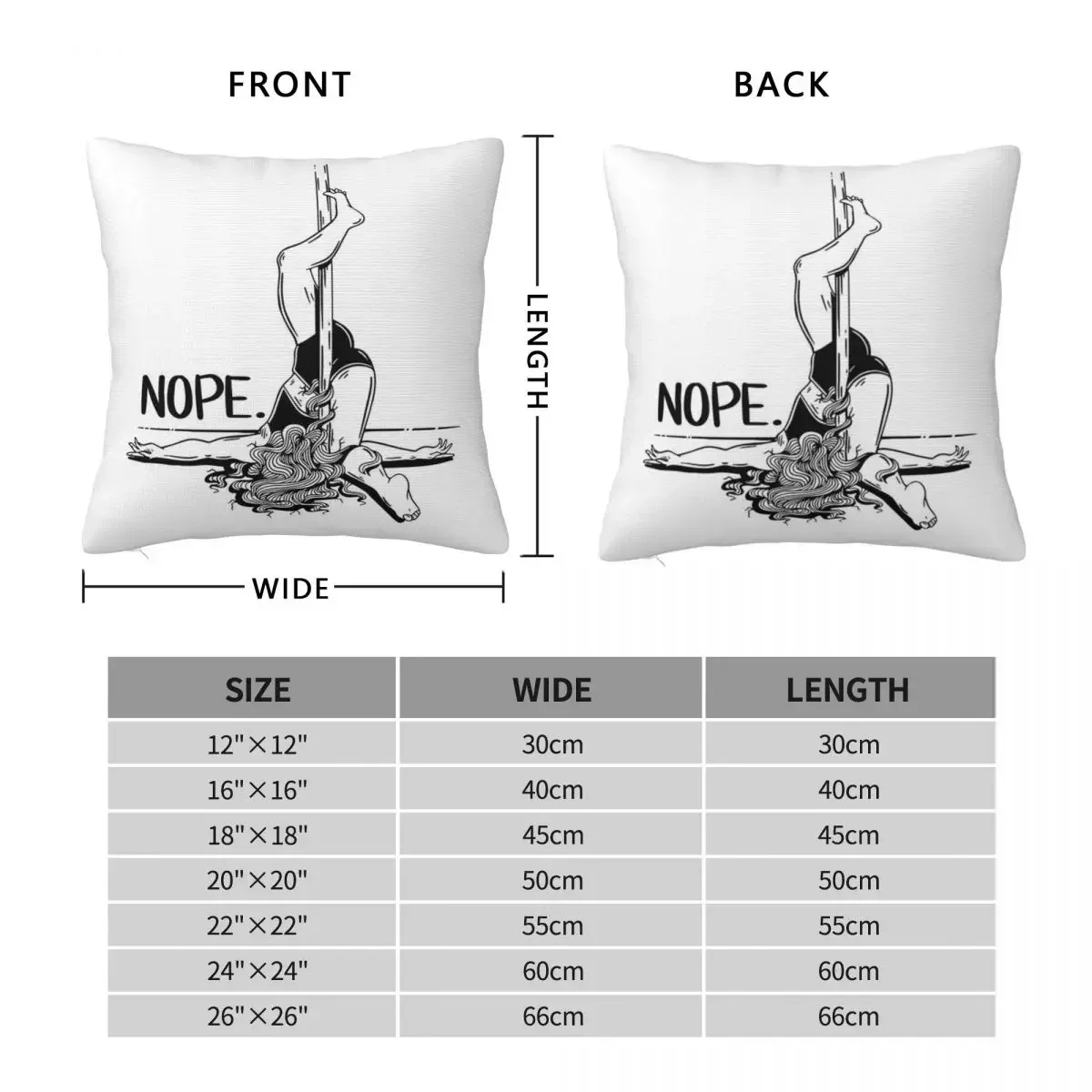 Pole Dance NOPE - Black Square Pillowcase Pillow Cover Polyester Cushion Zip Decorative Comfort Throw Pillow for Home Car