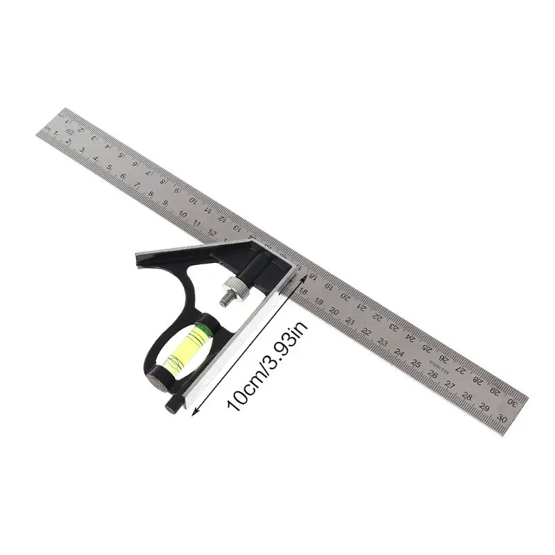 Adjustable Sliding Combination Square Ruler Level Measuring Tool 300mm (12