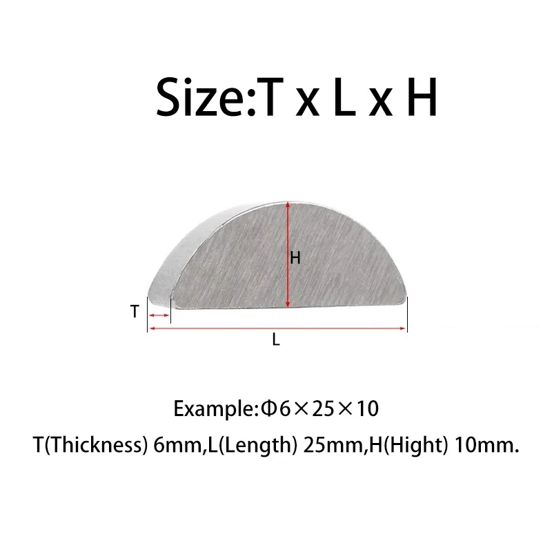 M2 M2.5 M3 M4 M5 M6 M8 M10 A3 Steel Woodruff Key / Semi-Circular Bond Key for Gear & Sprocket Positioning