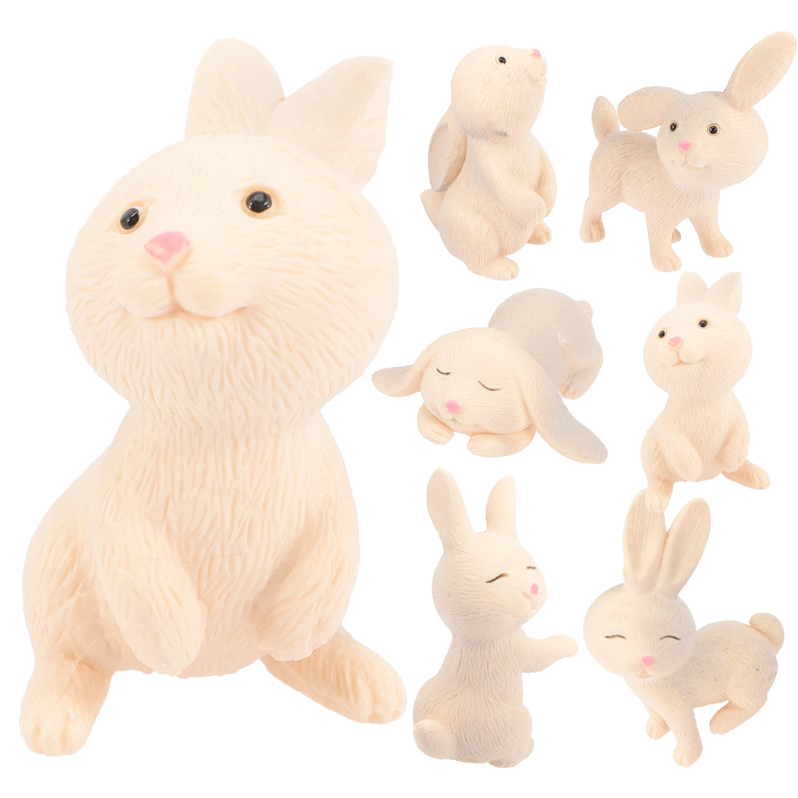 

8 Pcs Ornament Rabbit Bunnies Decorations Bunny Plants Adornments Top Hat Animal Ornaments for The Home Cute Baby