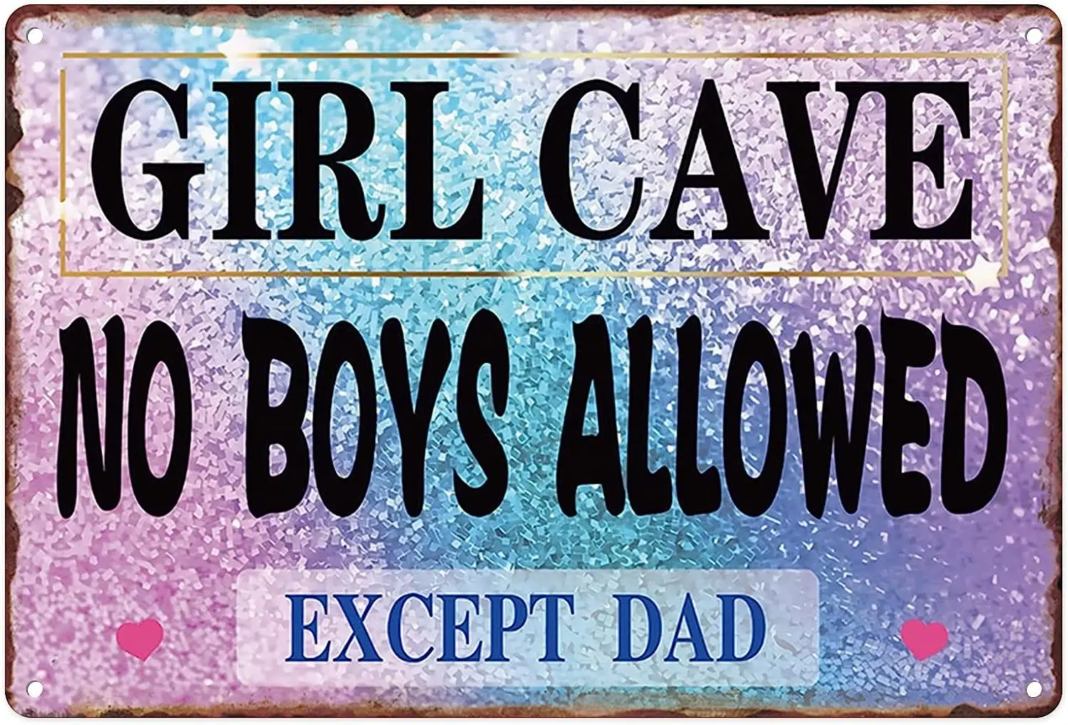 Metal Tin Sign Vintage Girls Aesthetic No Boys Allowed for Home, Living Room, Man Cave Wall Decor 12x8 Inches